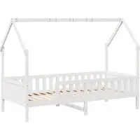 Syfax Kinderbett Hausbett Weiß 90x190 cm Massivholz Kiefer