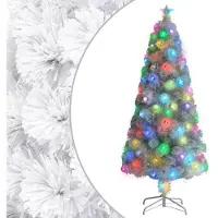 Syfax Künstlicher Weihnachtsbaum mit Beleuchtung Weiß 150cm Glasfaser