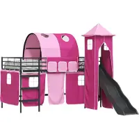 Syfax Kinder Etagenbett Gestell Schwarz und Pink 100 x 200 cm Metall