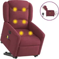 Syfax Elektrischer Massagesessel mit Aufstehhilfe Weinrot Stoff