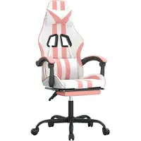 Syfax Gaming-Stuhl mit Fußstütze Weiß und Rosa Kunstleder