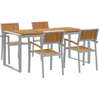 Syfax Garten Essgruppe 5 stk. Grau Massivholz Akazie