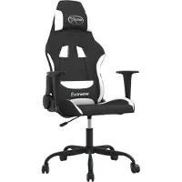 Syfax Gaming-Stuhl mit Massagefunktion Schwarz und Weiß Stoff