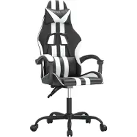 Syfax Gaming-Stuhl Drehbar Schwarz und Weiß Kunstleder