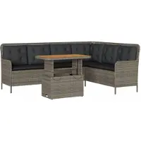 Syfax 2-tlg. Garten-Sofagarnitur mit Auflagen Poly Rattan Grau