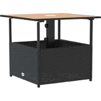 Syfax Gartentisch mit Schirmloch Schwarz 55x55x46,5 cm Poly Rattan