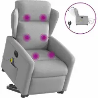 Syfax Massagesessel mit Aufstehhilfe Elektrisch Wolkengrau Stoff