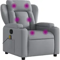 Syfax Massagesessel Hellgrau Stoff mit manueller Liege- & Vibrationsfunktion, 77x94,5x100 cm