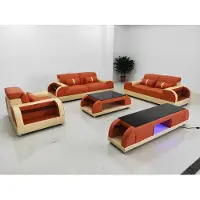 AEA Design Sofagarnitur 3 2 1 Sitzer Couchtisch 4 tlg.Wohnzimmer Set USB Komplett