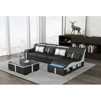 AEA Eck Sofa Couch Polster Eck Sitz Leder Garnitur Beleuchtet L-Form Wohnlandschaft