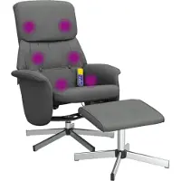 Syfax Massagesessel mit Fußhocker Dunkelgrau Stoff