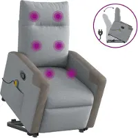 Syfax Massagesessel mit Aufstehhilfe Hellgrau Stoff