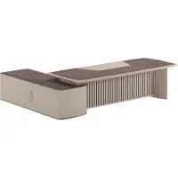 AEA Moderne Schreibtisch Beige Holzoptik Akustikpaneel mit Stauraum Büro Möbel