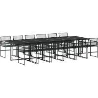 Syfax 13-tlg. Garten-Essgruppe Schwarz Poly Rattan