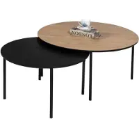 AEA Couchtisch Kaffeetisch Gruppe Beisteltisch Schwarz Set Braun Holz 2tlg