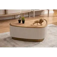 AEA Dreieckiger Couchtisch Weiß-Braune Wohnzimmer Couchtische Holztische