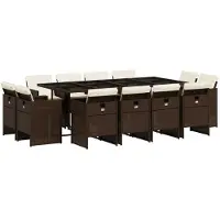 Syfax 13-tlg. Garten-Essgruppe mit Kissen Braun Poly Rattan