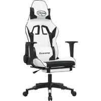 Syfax Gaming-Stuhl mit Fußstütze Weiß und Schwarz Kunstleder
