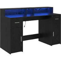 Syfax Schreibtisch mit Speicher Schwarz Eichen-Optik 140 x 55 x 91 cm