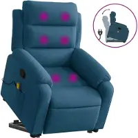 Syfax Massagesessel mit Aufstehhilfe Blau Samt