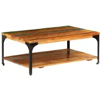 Syfax Couchtisch mit Ablage 100x60x35 cm Altholz Massiv