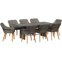 Syfax Garten Essgruppe 9 stk. Grau Poly-Rattan