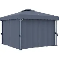 Syfax Pavillon mit Vorhang 3x3 m Anthrazit Aluminium