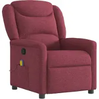 Syfax Komfortabler Massagesessel aus Stoff, Weinrot, manuelle Liegefunktion, 6-Punkt-Vibrationsmassage, 78x95x100 cm