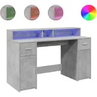 Syfax LED-Schreibtisch Betongrau 140x55x91 cm Holzwerkstoff