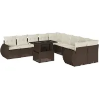 Syfax 11-tlg. Garten-Sofagarnitur mit Kissen Braun Poly Rattan