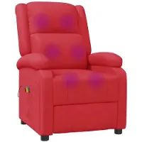 Syfax Roter Kunstleder Massagesessel mit 6 Massagezonen, manueller Liege- & Vibrationsfunktion, verstellbarer Kopf- & Fußstütze, 70x98 cm