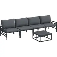 Syfax Gartensofa-set 5 stk. Schwarz Stahl