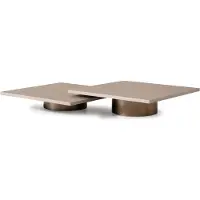 AEA Gruppe Tische Couchtisch Kaffeetisch Beistelltisch Holz Set Beige 2tlg