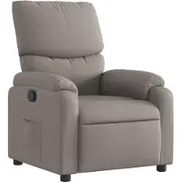 Syfax Relaxsessel aus Stoff Taupe mit manueller Liegefunktion, dick gepolstert, Seitentasche, 75 cm breit, 99 cm hoch