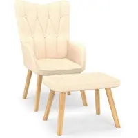 The Living Store Relaxsessel mit Hocker Creme Stoff