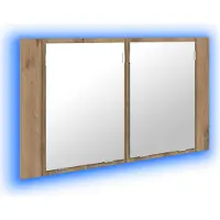 Syfax Badezimmerspiegelschrank mit Tür Artisan-Eiche 80 x 12 x 45 cm