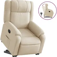 Syfax Relaxsessel mit Aufstehhilfe Creme Stoff