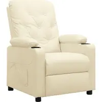 Syfax Relaxsessel aus Kunstleder Creme mit manueller Liegefunktion, verstellbarer Rückenlehne und Fußstütze, 78,5 x 93 x 96,5 cm