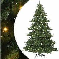 Syfax Künstlicher klappbarer Weihnachtsbaum Grün 180 cm PVC und Stahl