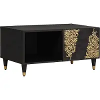 Syfax Couchtisch Schwarz 80 x 50 x 40 cm Massivholz Mango