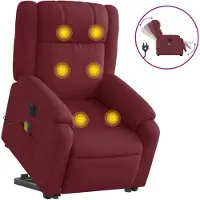 Syfax Elektrischer Massagesessel mit Aufstehhilfe Weinrot Stoff