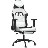Syfax Gaming-Stuhl mit Fußstütze Weiß und Schwarz Kunstleder