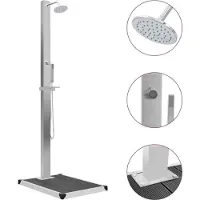 Syfax Gartendusche mit Bodenelement WPC Edelstahl