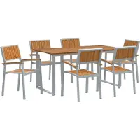 Syfax Garten Essgruppe 7 stk. Grau Massivholz Akazie