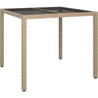 Syfax Gartentisch Beige 90 x 90 x 75 cm Poly-Rattan