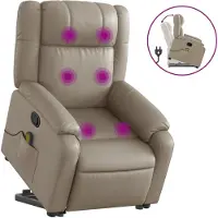 Sonstiges Massagesessel mit Aufstehhilfe Cappuccino-Braun Kunstleder