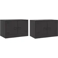 Syfax TV-Schränke 2 Stk. Schwarz 67x39x44 cm Stahl