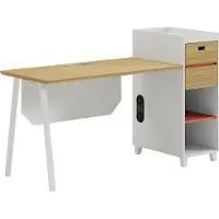 AEA Schreibtisch Holzoptik mit Stauraum und Regalfächern Modernes Büromöbel Design