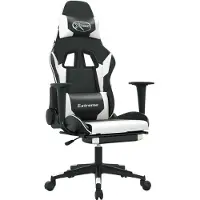 Syfax Gaming-Stuhl mit Massage & Fußstütze Schwarz & Weiß Kunstleder