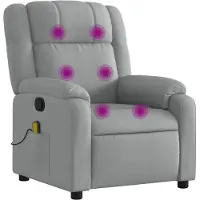 Syfax Massagesessel Hellgrau Stoff mit manueller Liegefunktion und 6-Punkt-Vibrationsmassage, 77x95x99 cm